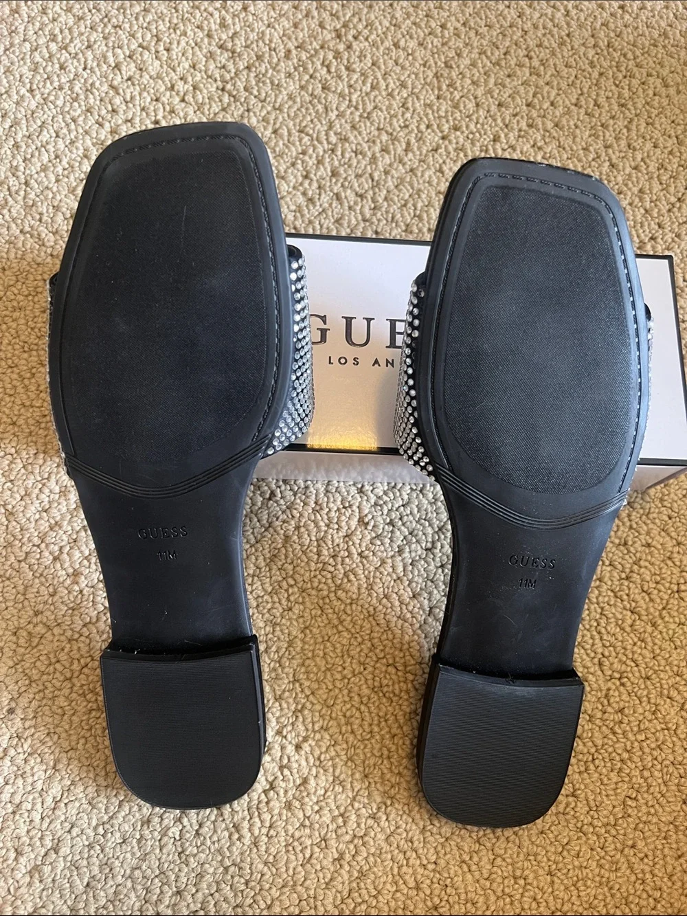 GUESS NEW W/O tags Black Rhinestone Slide Mules SIZE 11